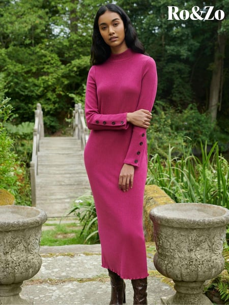 Ro&Zo Berry Rib Knit High Neck Dress (AB3463) | € 69
