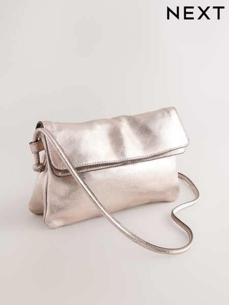 Gold Leather Flap Cross-Body Bag (AB3574) | € 55