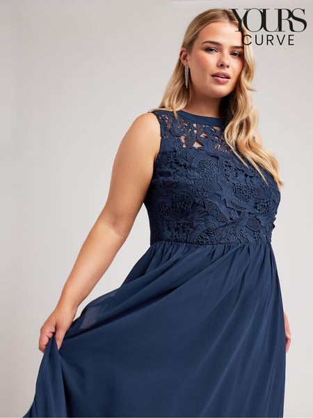 Yours Curve Blue London Lace Front Maxi Dress (AB3981) | € 125
