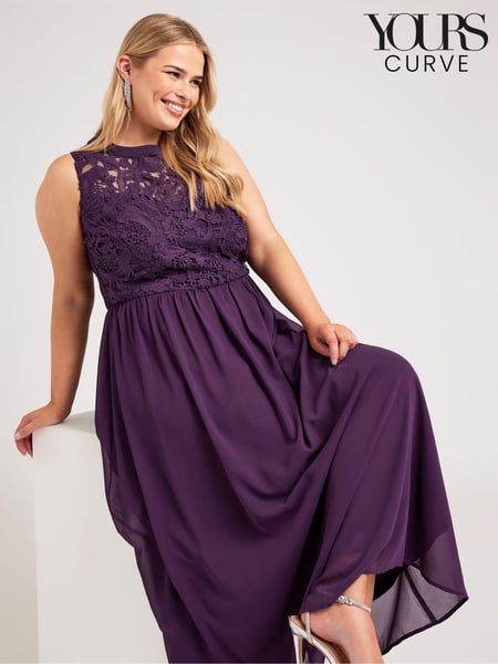 Yours Curve Purple London Lace Front Maxi Dress (AB4002) | € 125