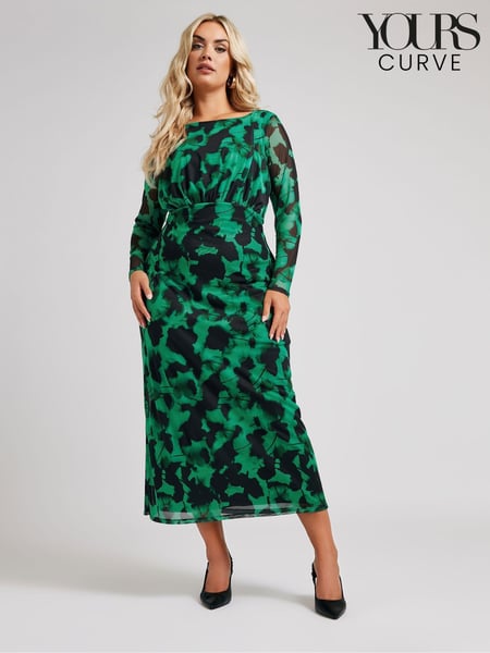 Yours Curve Green London Mesh Dress (AB4017) | € 78