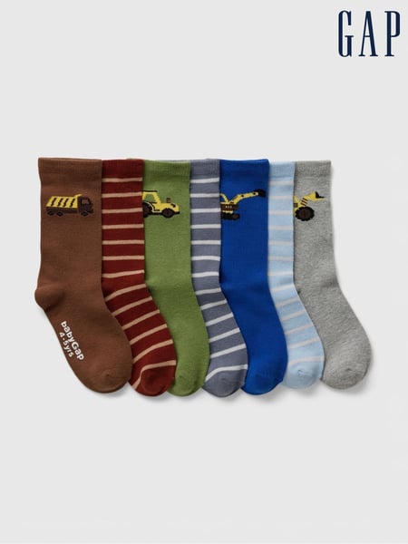 Gap Brown 7 Pack Crew Socks (Newborn-5yrs) (AB4221) | € 22