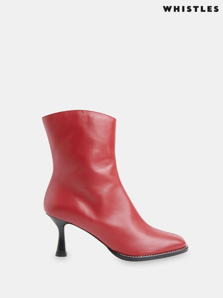 Whistles Red Nettie Stitch Detail Boots (AB4271) | € 167