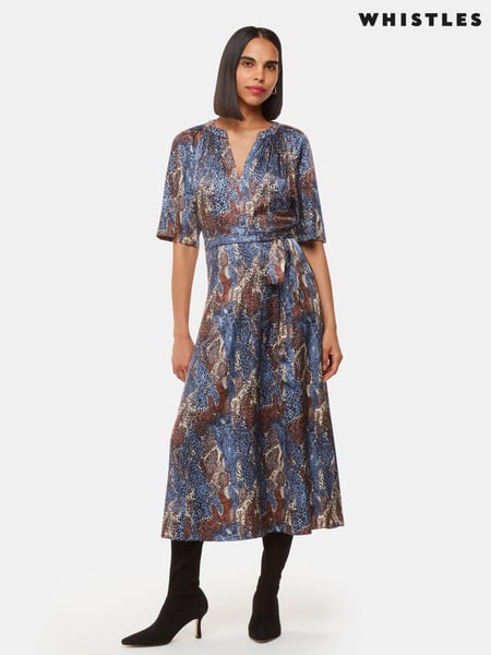 Whistles Blue Marlow Dashed Spot Print Dress (AB4336) | € 118