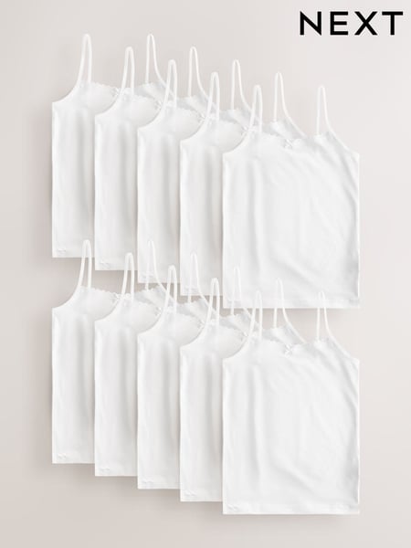 White 10 Pack Elastic Strappy Cami Vests (1.5-16yrs) (AB4637) | € 28 - € 40