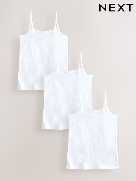 White 3 Pack Elastic Strappy Cami Vests (1.5-16yrs) (AB4638) | € 9 - € 13