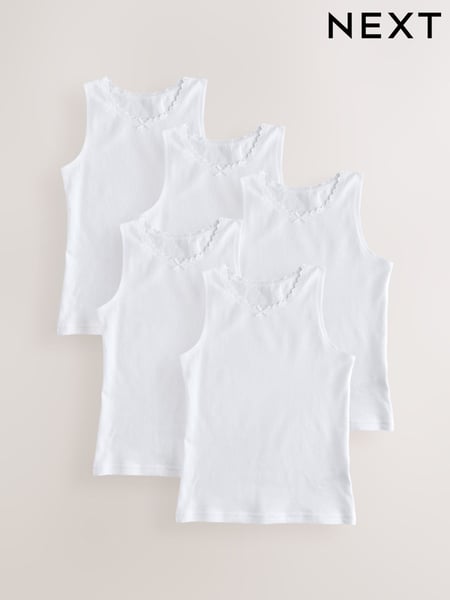 White 5 Pack Lace Trim Vest (1.5-16yrs) (AB4793) | € 14 - € 20