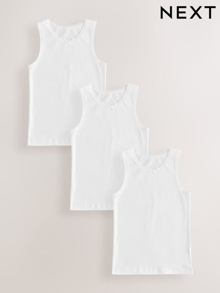 White 3 Pack Lace Trim Vest (1.5-16yrs) (AB4887) | € 9 - € 13
