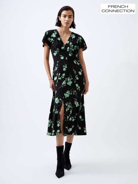 French Connection Black V-Neck Alessandra Delphine Dress (AB5324) | € 113