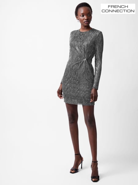 French Connection Silver Tamy Metallic Fitted Mini Dress (AB5464) | € 58
