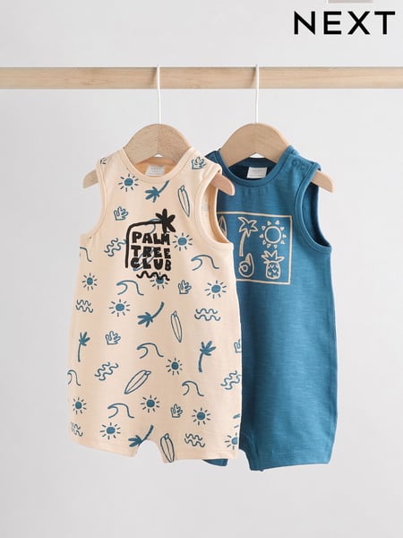 Blue Baby 100% Cotton Rompers 2 Pack (AB5607) | € 18 - € 21