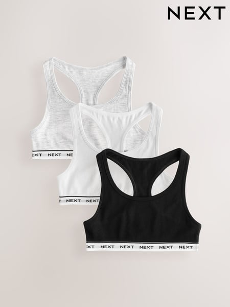 Black/White Racer Back Crop Tops 3 Pack (5-16yrs) (AB5761) | € 11 - € 16