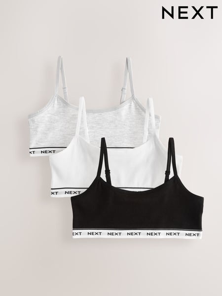 Grey/Black/White Strappy Crop Tops 3 Pack (5-16yrs) (AB5787) | € 11 - € 16