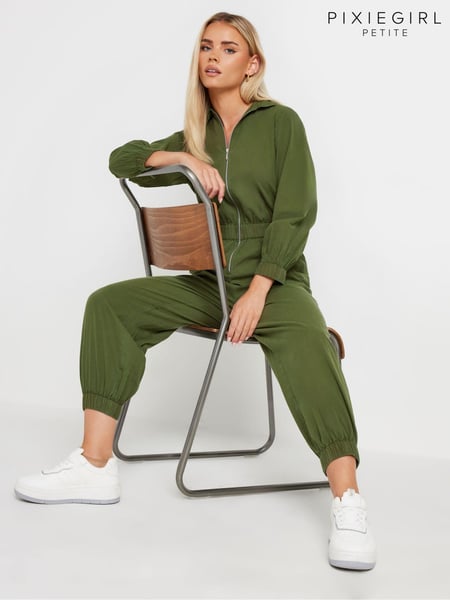 PixieGirl Petite Green Long Sleeve Zip Thru Jumpsuit (AB5849) | € 70