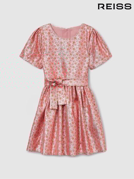 Reiss Pink Leomie 13-14 yrs Floral Fil-Coupé Dress (AB5953) | € 109