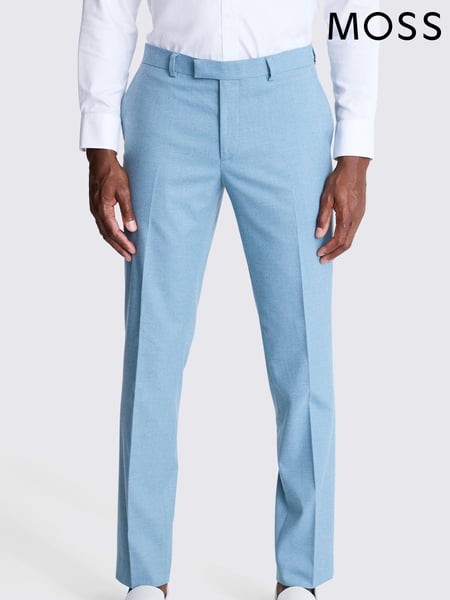 MOSS Blue Slim Fit Flannel Trousers (AB6377) | € 62