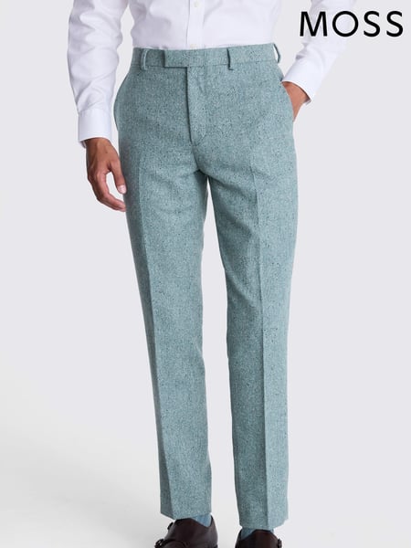 MOSS Blue Tailored Fit Duck Egg Donegal Trousers (AB6380) | € 70