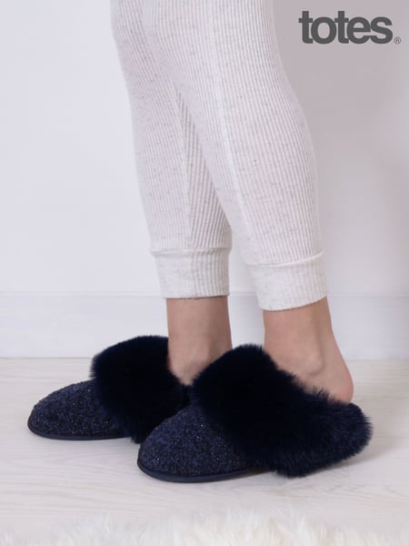 Totes Ladies Sparkle Faux Fur Mule Slippers (AB6419) | 19 €