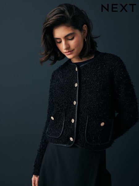 Black Smart Knitted Button Up Jacket (AB6557) | € 38