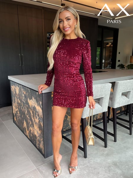 AX Paris Velvet Sequin Long Sleeve Mini Dress (AB6749) | € 50