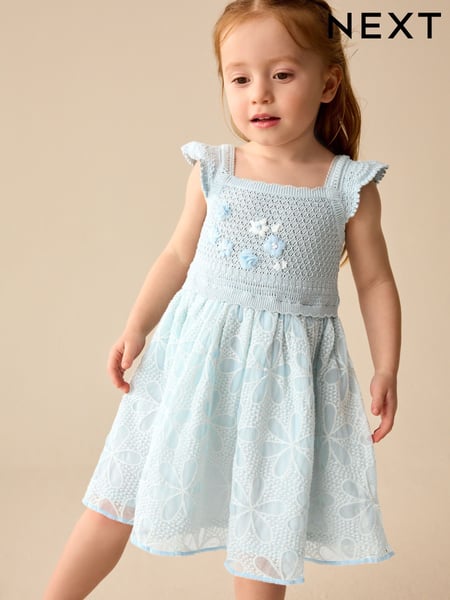 Light Blue Occasion Knit Dress (3mths-10yrs) (AB6933) | € 41 - € 50