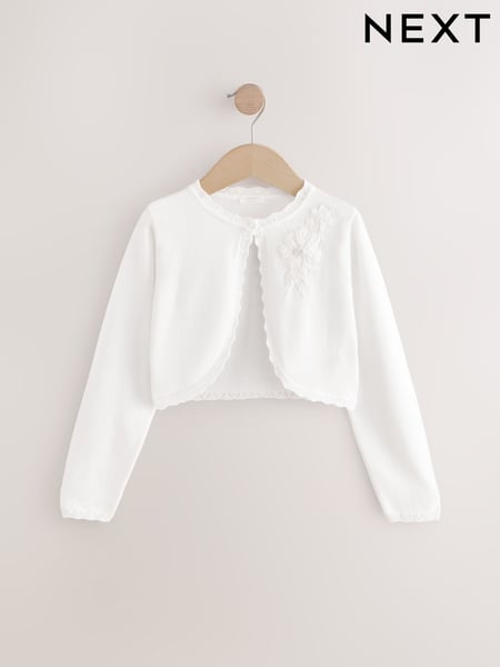 White 100% Cotton Embellished Occasion Cardigan (3-16yrs) (AB7230) | € 28 - € 35