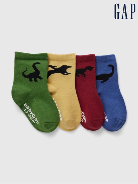 Gap Blue 4 Pack Dinosaur Crew Socks (Newborn-5yrs) (AB7447) | € 12