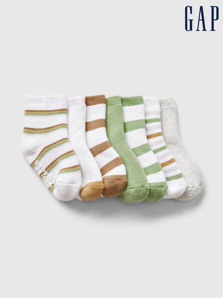 Gap Black Kids 7 Pack Stripe Quarter Crew Socks (AB7448) | € 22
