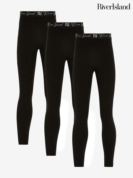 River Island Black Girls Logo Waistband Leggings 3 Pack (AB7469) | € 37