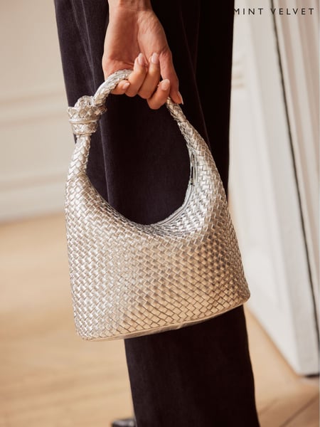 Mint Velvet Silver Woven Knot Handle Bag (AB7942) | € 93