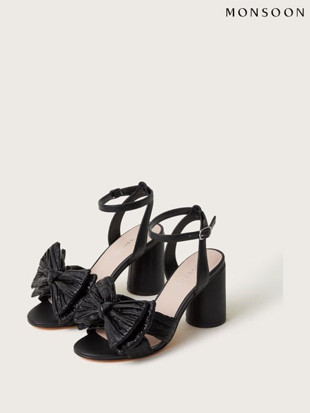 Monsoon Black Ruby Bow Heel Sandals (AB8797) | € 58