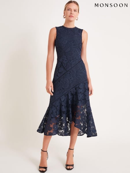 Monsoon Blue Gianna Sleeveless Lace Midi Dress (AB8815) | € 234