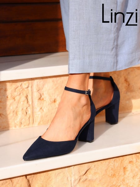 Linzi Blue Leona Closed Back Court Block Heels (AB8986) | € 56