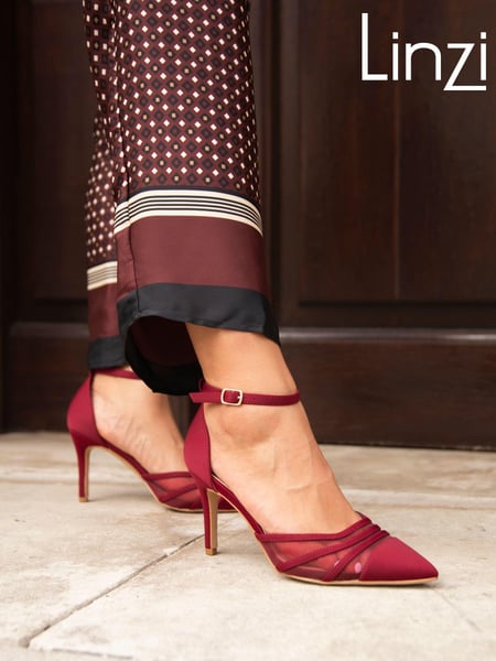 Linzi Red Wide Fit Tianey Wide Fit Court Stiletto Shoes With Mesh Front Detail (AB8998) | € 62
