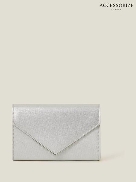 Accessorize Silver Metallic Envelope Clutch Bag (AB9414) | € 39