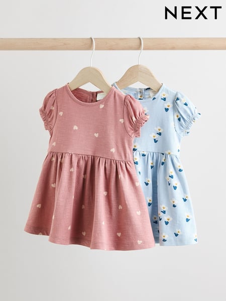 Blue/ Mauve Purple Jersey Baby Dresses 2 Pack (0mths-3yrs) (AC0594) | € 20 - € 23