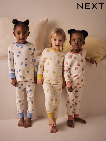 Cream Fruit Print Stampy Snuggle Pyjamas 3 Pack (9mths-12yrs) (AC0774) | € 33 - € 41