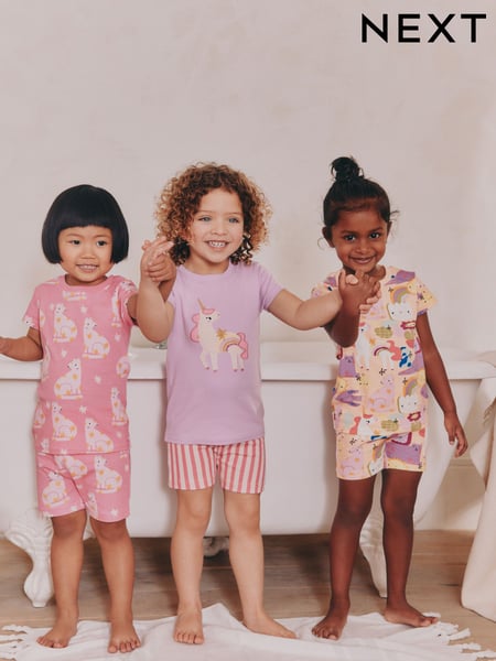 Pink Unicorn Short Pyjamas 3 Pack (9mths-12yrs) (AC0785) | € 33 - € 41