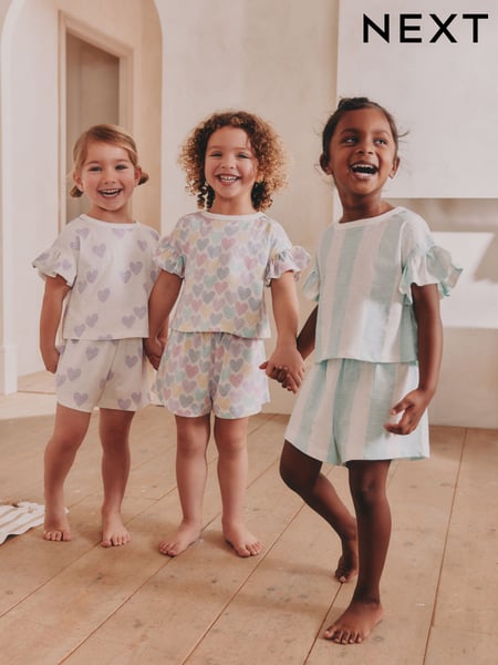White/Purple Short Pyjamas 3 Pack (9mths-12yrs) (AC0790) | € 34 - € 45