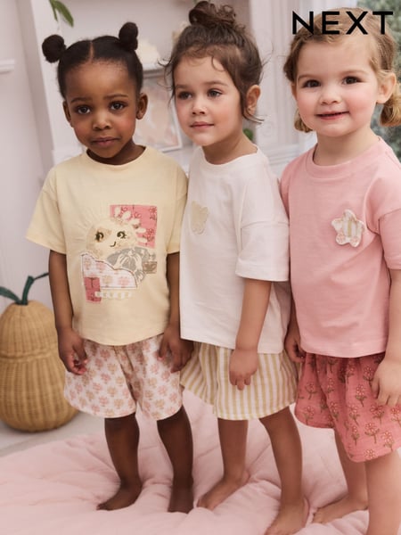 Yellow Woven Bottoms Shorts 100% Cotton Pyjamas 3 Pack (9mths-16yrs) (AC0793) | € 41 - € 55