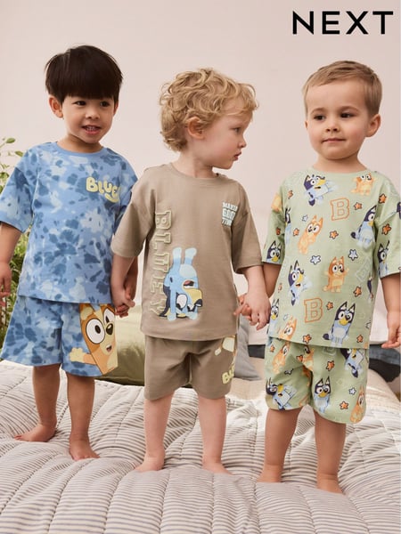 Blue/Green License Bluey 3 Pack 100% Cotton Short Pyjamas (12mths-8yrs) (AC1061) | € 41 - € 50
