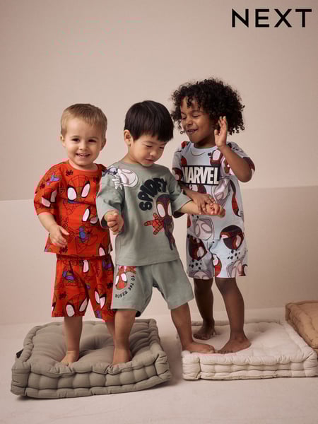 Red/Blue Spidey License Short Pyjamas 3 Pack (12mths-10yrs) (AC1065) | € 41 - € 50