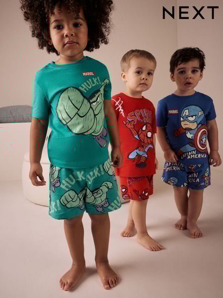 Multi Bright Mini Marvel License 100% Cotton Short Pyjamas 3 Pack (12mths-11yrs) (AC1066) | € 41 - € 52