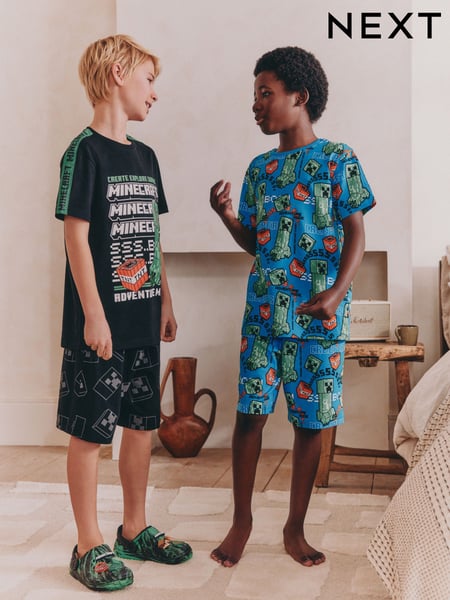 Green/Black License Minecraft Short Pyjamas 2 Pack (5-14yrs) (AC1076) | € 37 - € 47