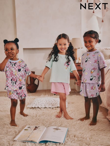 Lilac Purple 100% Cotton Minnie Mouse Shorts Pyjamas 3 Pack (9mths-12yrs) (AC1114) | € 41 - € 52
