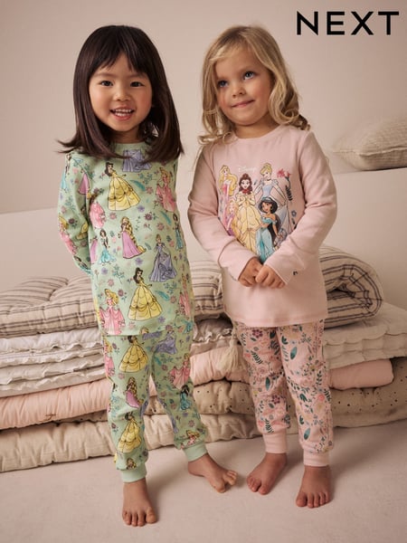 Pink 100% Cotton Disney Princess Long Sleeve Snuggle Pyjamas 2 Pack (9mths-10yrs) (AC1125) | € 40 - € 48