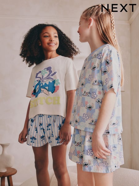 Blue/Ecru Lilo and Stitch Short Pyjamas 2 Pack (3-16yrs) (AC1132) | € 37 - € 47