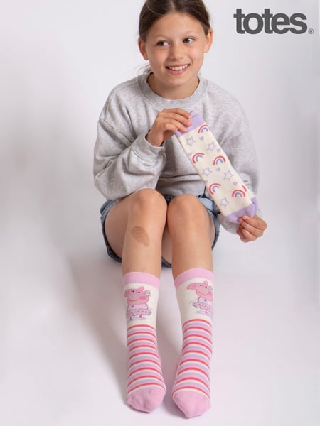 Totes Pink Childrens Peppa Pig Slipper Socks 2 Pack (AC1153) | € 19
