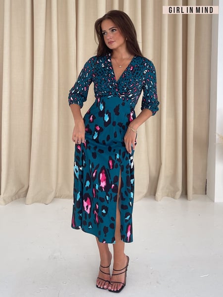 Girl In Mind Green Lydia Animal Print Midi Dress (AC1450) | € 39