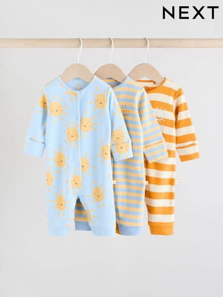 Yellow/Blue Baby Footless Sleepsuits 3 Pack (0mths-3yrs) (AC2255) | € 28 - € 31